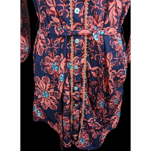 Modaposa Carlotta Belted Blue And Pink Floral Dress - Picture 5 of 13